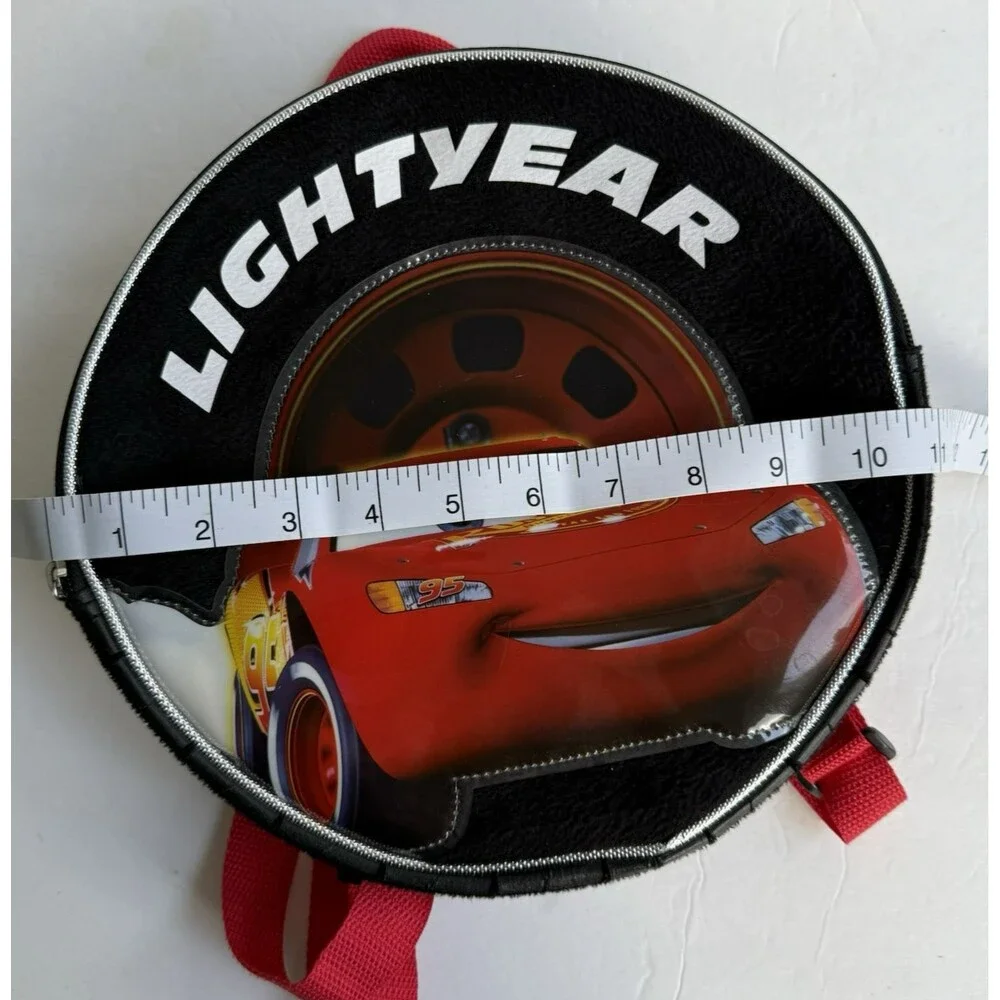 Y2K Disney Lightning Mcqueen Lunch Box Tire Backpack Pixar Round Insulated 2009